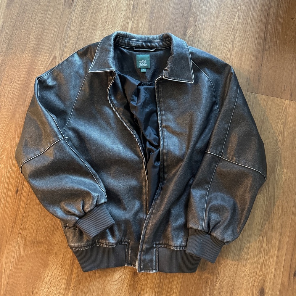 Oversized Leather Bomber Jacket